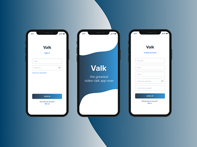 ValkApp Log In Design app bishkek design first design geektechschool kyrgyzstan sign in sign up ui ux