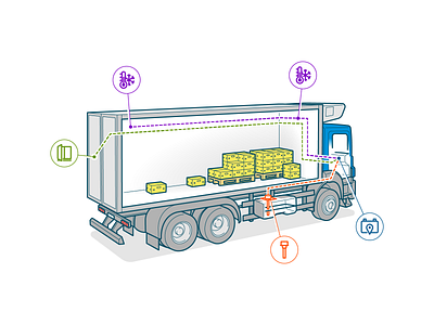 Refrigerator illustration line refrigerator technical illustration truck vector