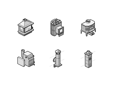 Fireplaces, stoves, boilers and chimneys chimney filled outline fireplace icon icon set iconography icons icons set iconset line stove ui ux vector web