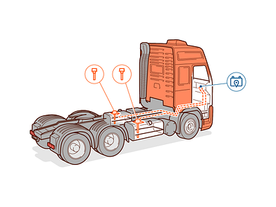 Semitrailer tractor illustration line technical illustration tractor truck vector
