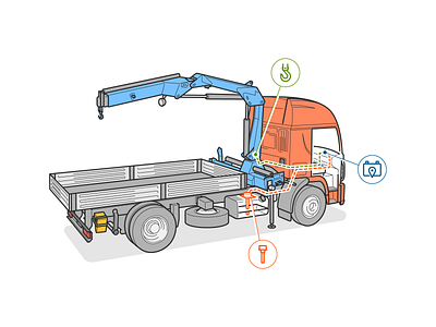 Crane arm arm crane illustration line technical illustration truck vector