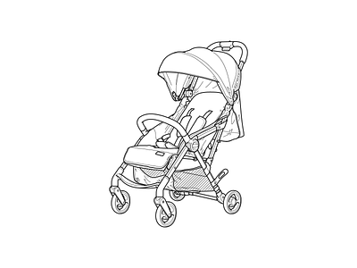 Baby stroller baby stroller illustration line technical illustration vector