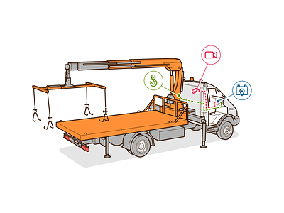 Tow truck illustration line technical illustration tow truck truck vector