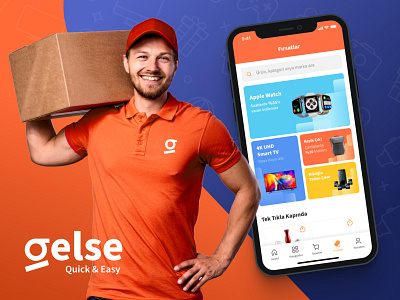 Gelse Mobile App app branding courrier e commerce electronic graphic design mobile mobile app orange shopping ui uıux
