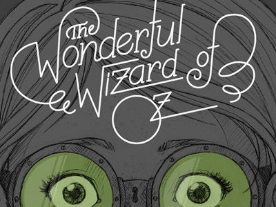 The Wonderful Wizard of Oz illustration lettering poster print