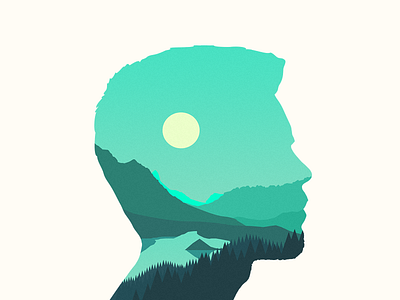 Debut head landscape profile self portrait vector