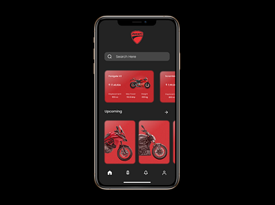 Ducati mobile app adobe xd app app design branding design figma minimal ui vector web