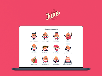 Juno - Emojis app cartoon emoji illustration ios iphone mobile music sketch ui user interface ux