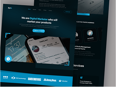 Zyn's ( Agency Landing Page ) business clean dark darkmode graphic design landing page layout popular ui uiux ux webdesign