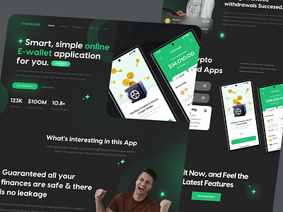 Cryptomark - Crypto Sass Landing Page bank crypto design landing page money saving testimonials ui uiux uiux design ux web design web ui website