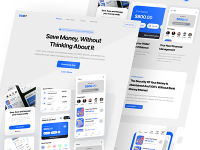 DUIET - Modern & Elegant Saas landing page clean design elegant ewallet homepage landing landing page modern saas saas landingpage ui uiux ux web web design website design