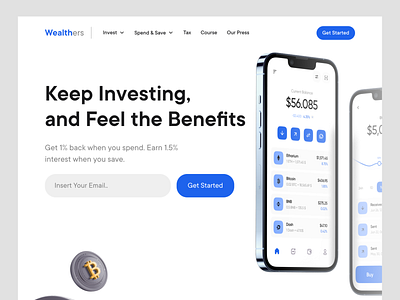 Wealthers - Landing Page Design clean design illustration landing landing page professional ui ui design uiux ux ux design web design white space