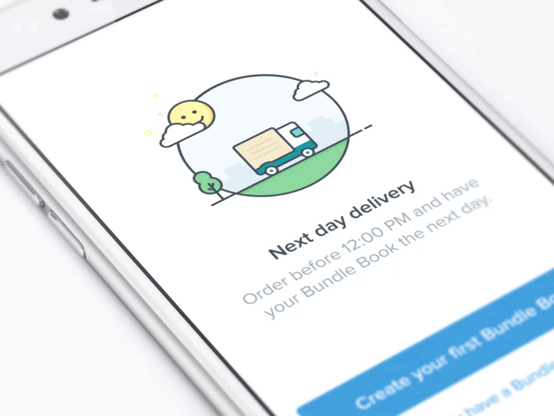Next Day Delivery Illustration app bundle illustration intro cards ios iphone onboarding sketch