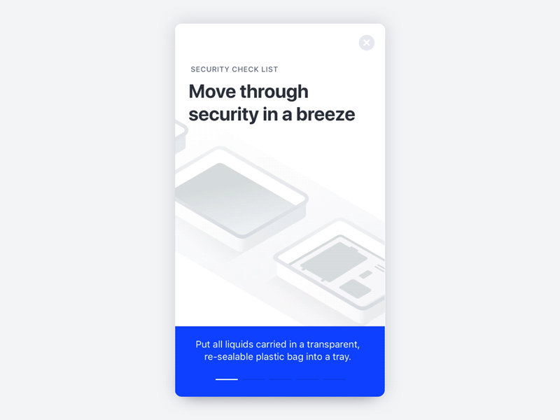 Schiphol security check list airport animation app illustrations ios isometric onboarding principle schiphol