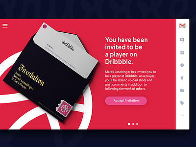 Hello Dribbble! Gmail Inbox debuts envelope first shot gmail inbox invitation slider