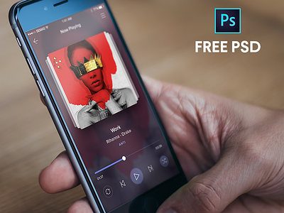 Music Player Screen FREE Psd app free free psd ios9 music player ui ux