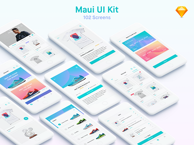 Maui iOS UI Kit articles chat clean credit card feed ios message modern news shopping social