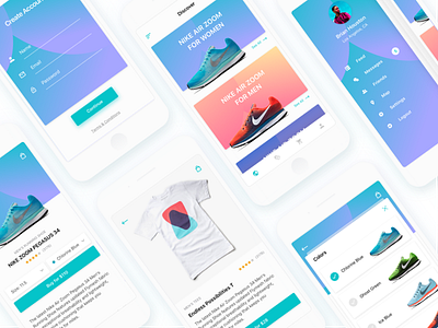 Shopping iOS App clean colors ecommerce gradient ios modern navigation product shopping signup social