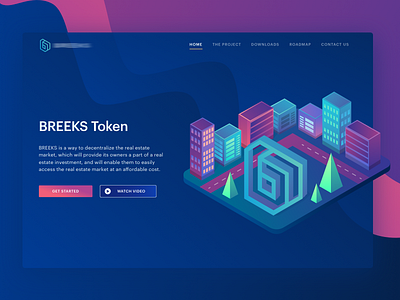 Token for Real Estate Investment bitcoin buildings clean cryptocurrency dark gradient isometric modern real estate token