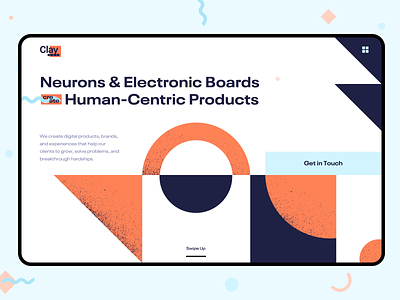 Creative Agency • Devclay ☄️ abstract clean contact design geometic header hero section home page human centric illustration modern ui uiux web design web page