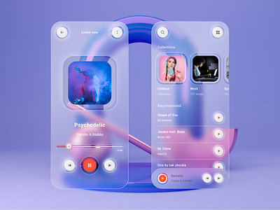 Neumorphic & Glassmorphic Mix Music Player