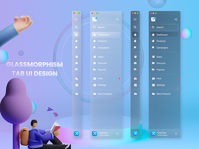 Glassmorphism Tab UI Design admin panel app branding dashboard design glassmorphism graphic design icon illustration logo menu neumorphism tab typography ui user panel ux vector website