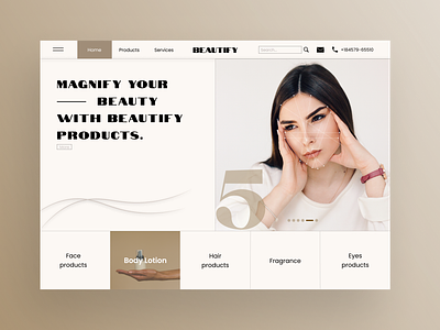 Beautify - Women's beauty products branding design desktop website eye products face products figma hair products illustration landingpage logo typography ui ux vector womens beauty products