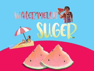 watermelon sugar poster background design graphicsdesign illustration illustrator poster summer vector