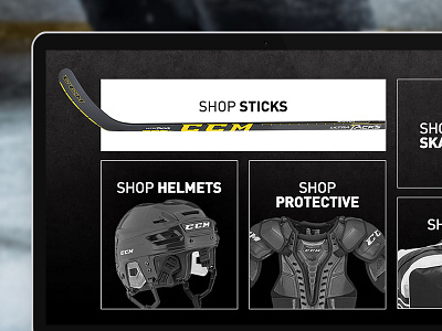 Hockey Supremacy categories dark ecommerce hockey hover layout magento