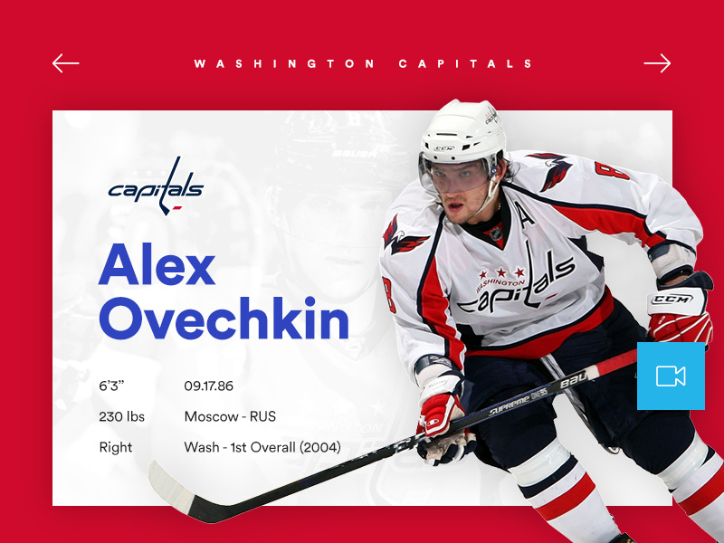 Ovie nhl layout ice sport stats player ui capitals playoff hockey