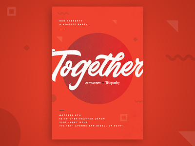 Together Poster bold design geometric handwritten poster red script shapes texture