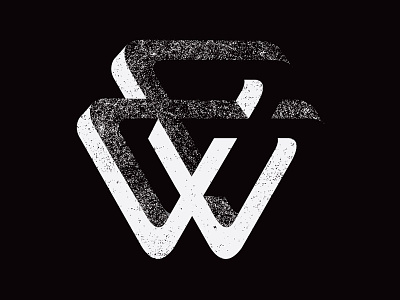 W Logo Concept 2 black illusion impossible shape m. c. escher triangle w white
