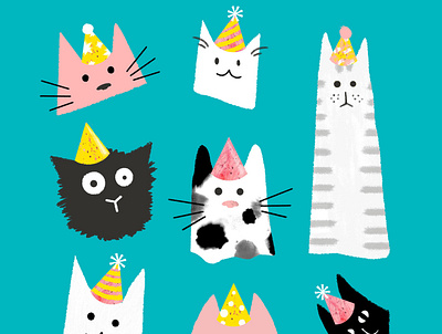 Party Cats brushes cats design digital illustration illustration texture