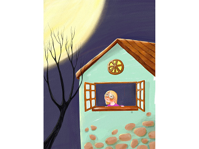 Moonlight Night artrage character child girl illustration illustration art illustrator moon photoshop