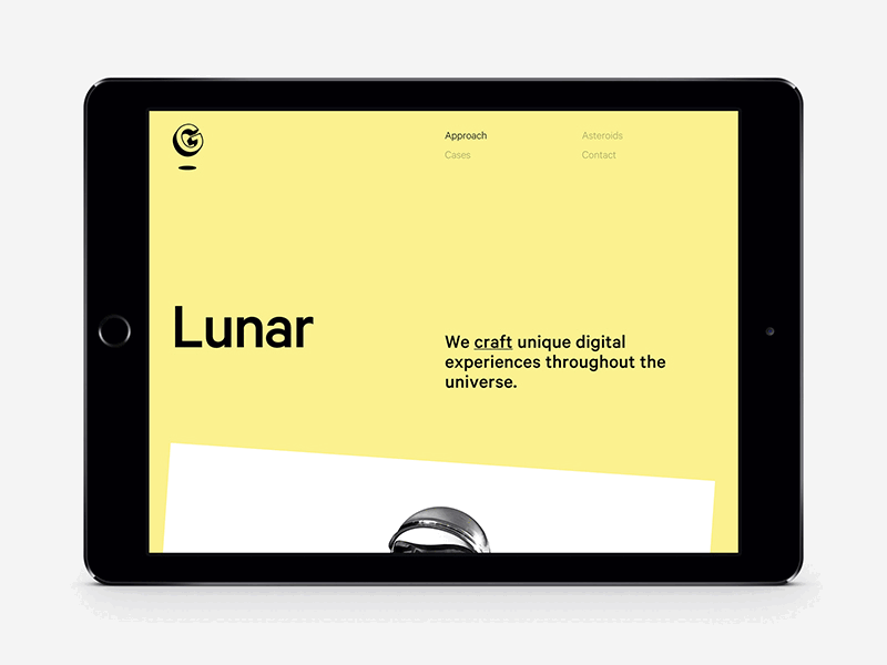 Lunargravity - Homepage agency bold clean colorful design pastel simple studio typography website