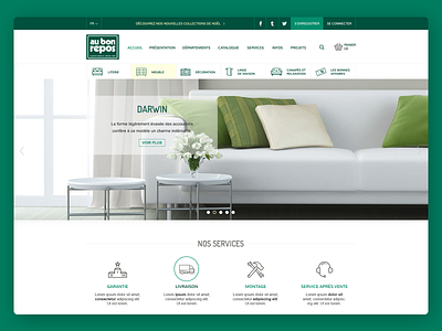 Homepage for a furniture store 2016 design flat furniture green home decoration homepage house icons store webdesign