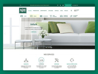 Homepage for a furniture store