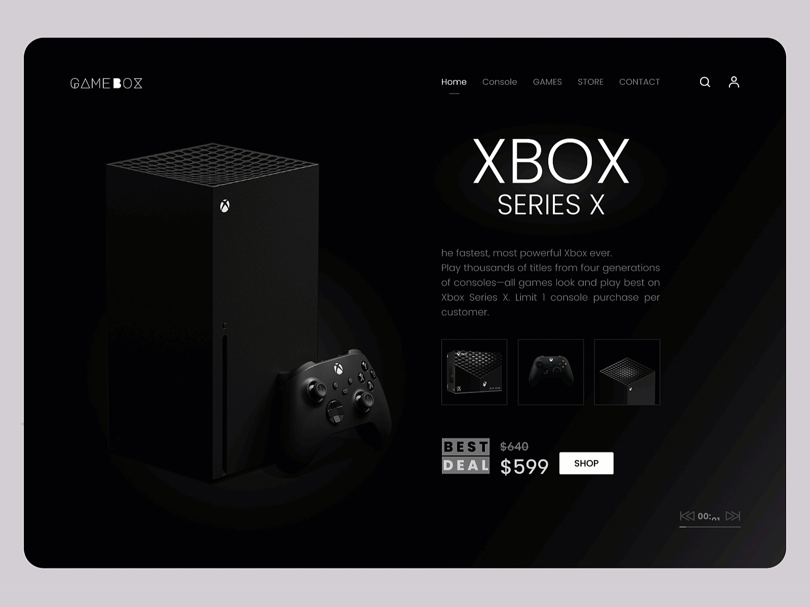 Gaming Console Store black white bw dark design dotchallenge game gaming playstaion store ui website xbox