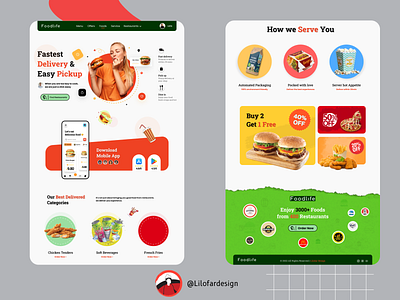 Food Delivery Service Landing Page design food food delivery graphic design landing page restaurants shop ui uiux ux