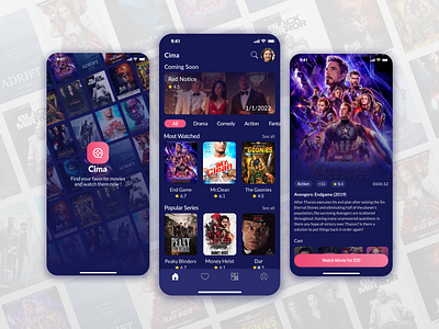 Movies Rental Mobile Application app appdesign branding cinema design figma illustration logo mob app mobile mobile design movie ui ux vector xd