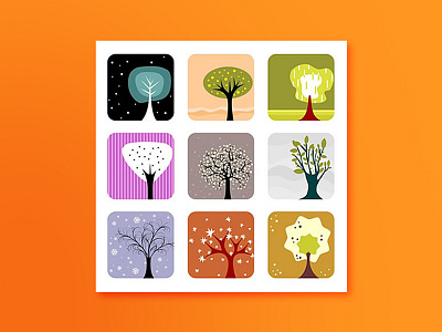 Trees art drawing illustration life seasons trees vector vector art