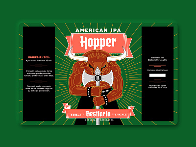 Bestiario - Hopper art beer branding beer label character character design characterdesign drawing illustration label label design minotaur mythology