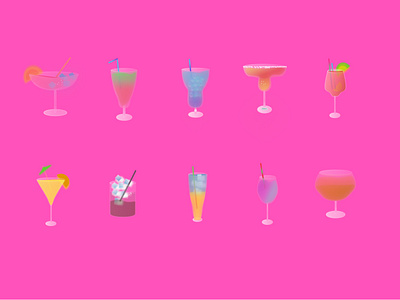 3D Icons Pack - Cocktails 3d icons branding icon illustration pack summer ui vector
