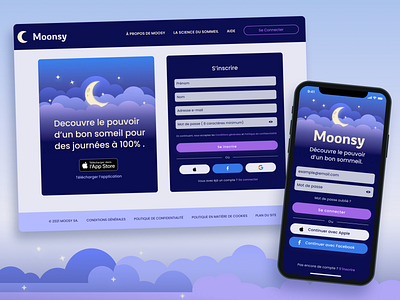 Moonsy, Sleep Track app design illustration ui vector