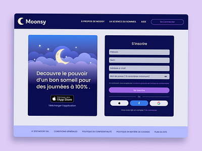 Moonsy, Sign up branding design ui vector web