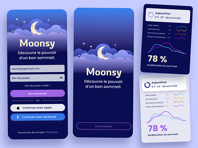 Moonsy, iOs app UI app branding design illustration ui vector
