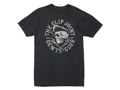 Clip Joint Gents Club barbershop design illustration skull t shirt tee tee shirt