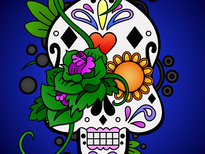 Mexican skull with floral ornament