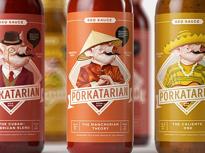 Porkatarian Vegetarian BBQ Sauce bbq bottle branding illustration package pig sauce vegetarian