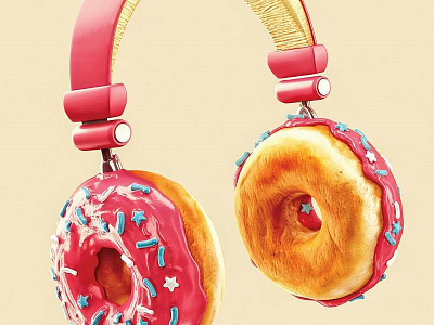 Donut headphones 3d chockolate donut headphones pink render sweets